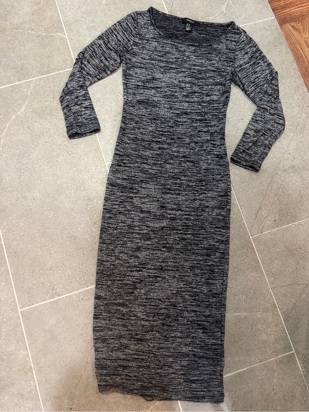 Forever 21 Charcoal Marled Long Sleeve Maxi Dress